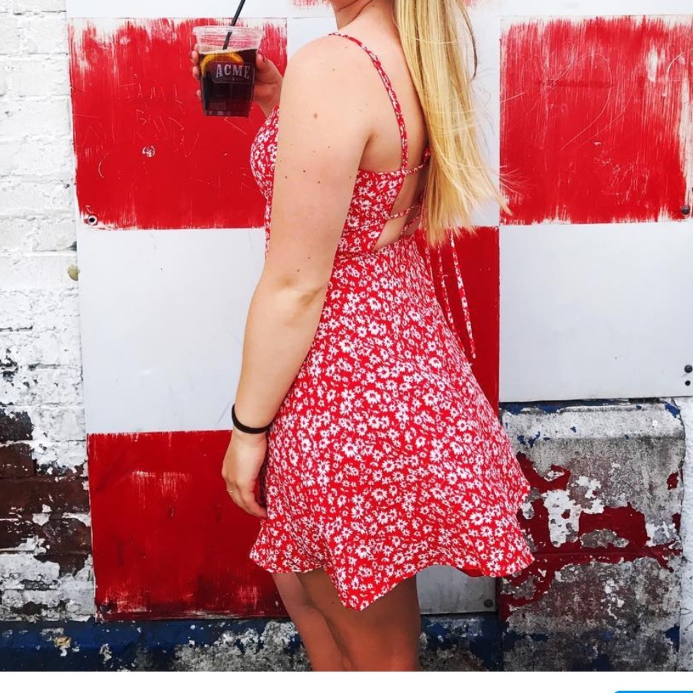 Lulus red and white floral sundress